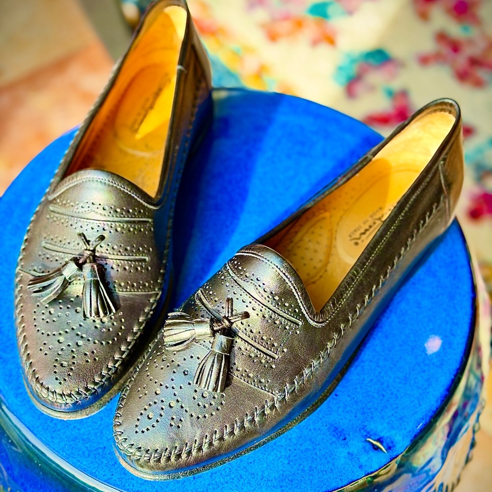 Santoni Men's Brown Tassel Loafers 8D